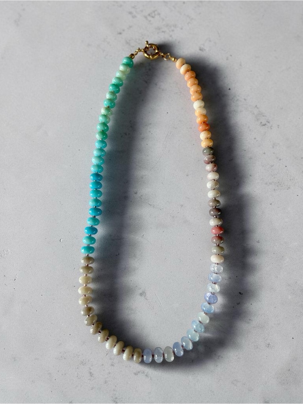 New Multicolor Beaded Gemstone Necklace - Pastel Gradient Handmade 20 inches
